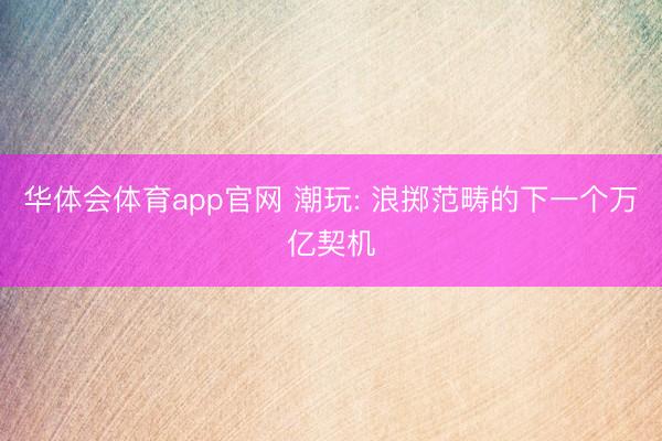 华体会体育app官网 潮玩: 浪掷范畴的下一个万亿契机